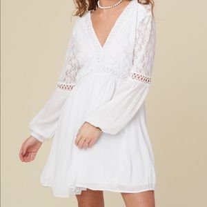Altar’d State | White Lacy Long Sleeve Dress